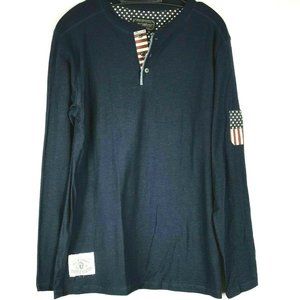 Acknowledge Polo Flag Sleeve Pocket Cotton Blue